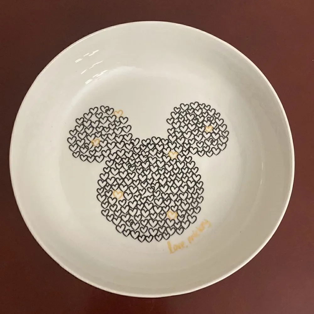 🖤🌟 Disney Mickey Mouse XO Hearts Love Ceramic Dinner Bowl Appetizer Pasta